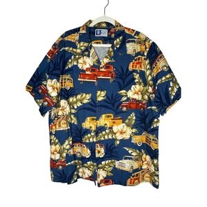 RJC Made In Hawaii Mens Button Down Shirt Short Sleeve Hawaiian Tropical‎ Truck
